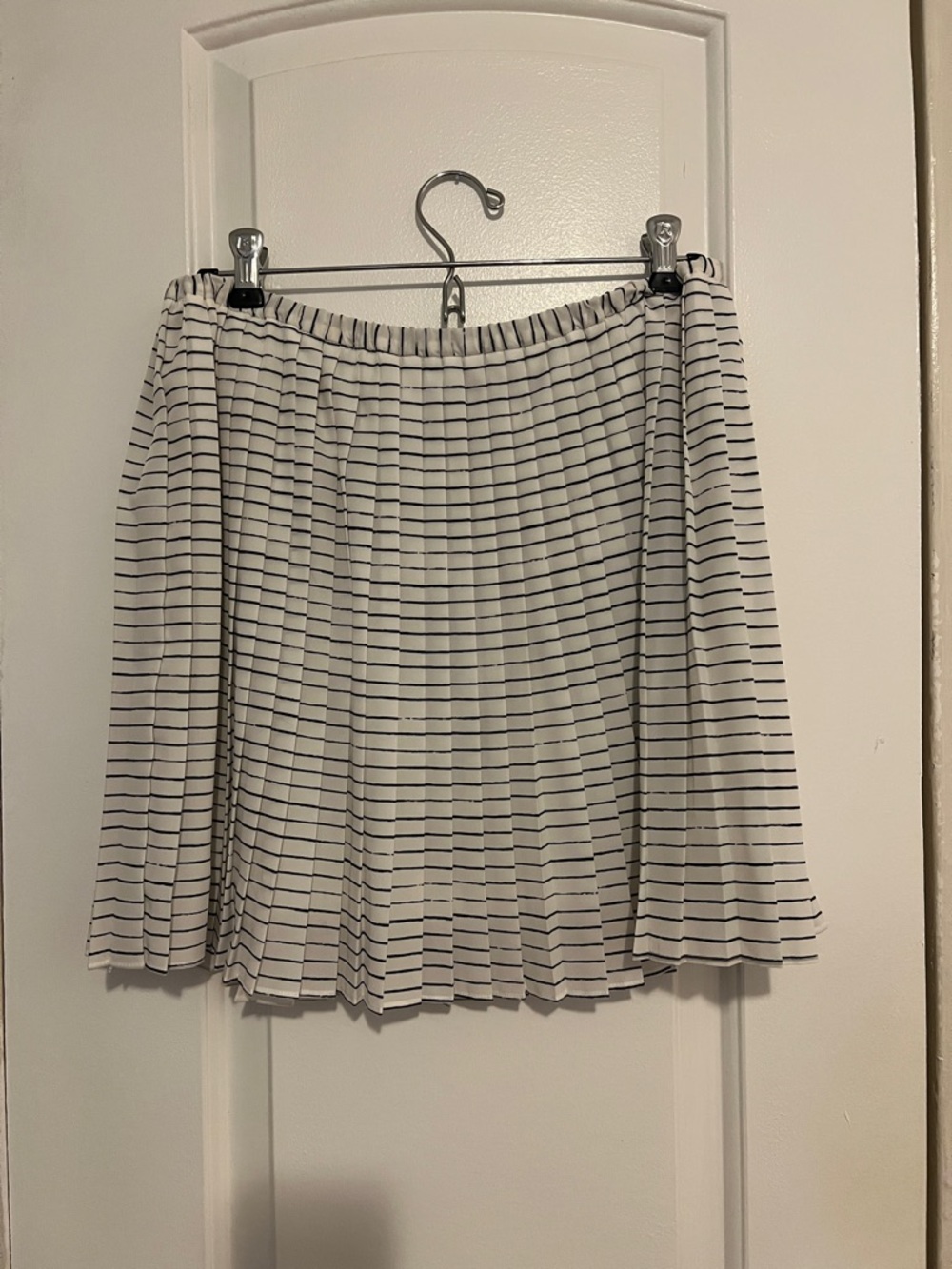 Banana Republic White Mini Skirt with Black Stripes